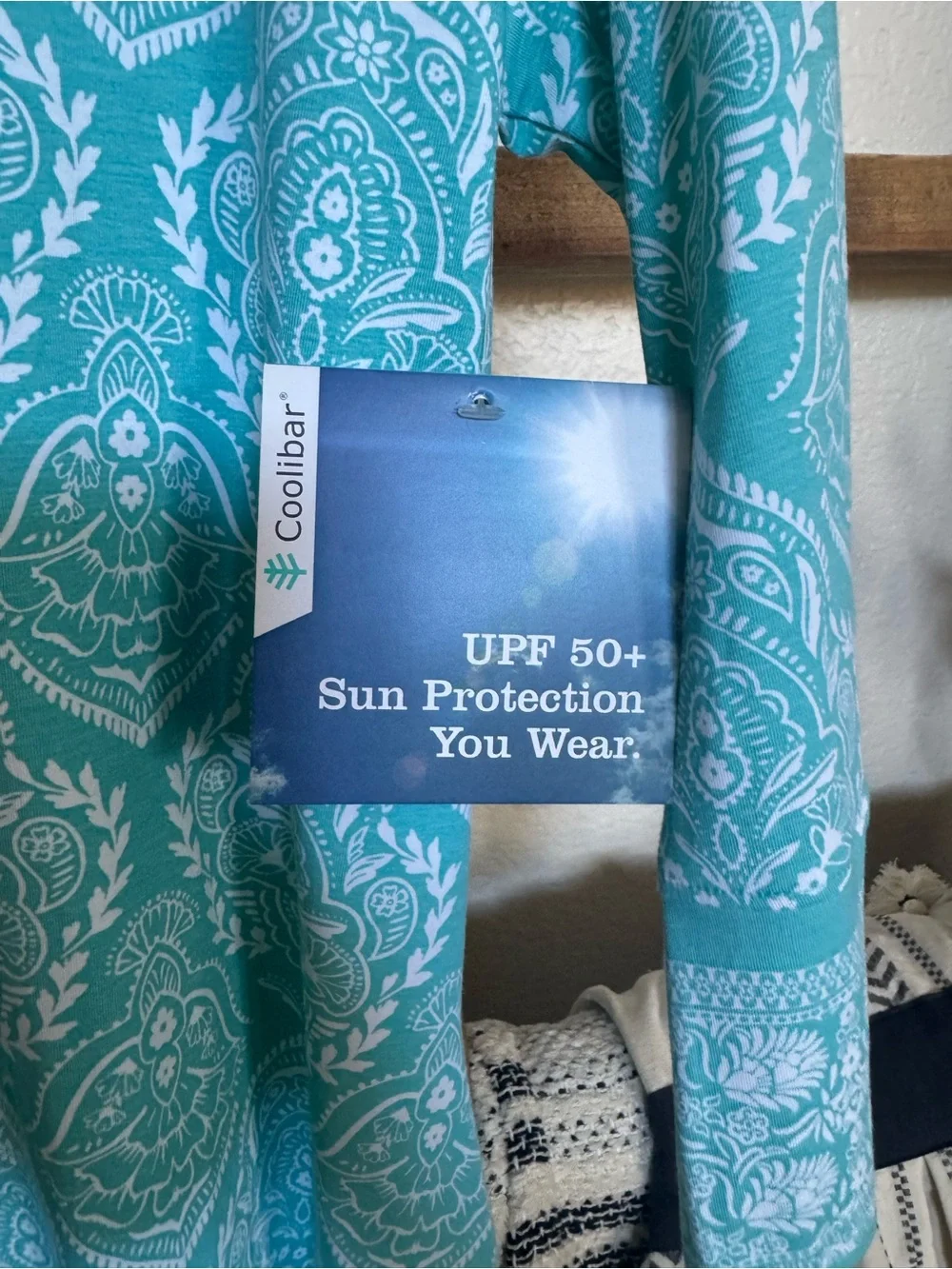Coolibar Turquoise Paisley-Print Swim Cover-Up Tunic - Picture 5 of 7